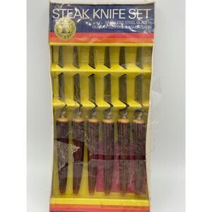 Vintage Lifetime Cutlery 6 Steak Knife Set 6041 Japan New Knives Retro